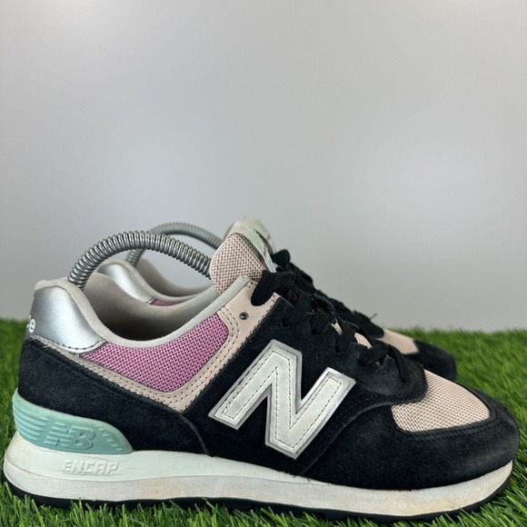 New Balance Shoes - New Balance 574 Womens Size 7.5 B WL574SOS Black Pink Casual Shoes Sneakers